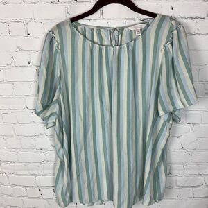Lauren Conrad LC Blue Green Yellow Striped Top Size XXL